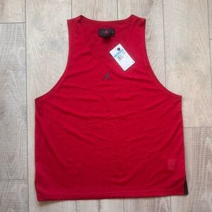 Jordan Basketball Red Mesh Sleeveless Jersey Workout Gym Lounge NEW size Medium